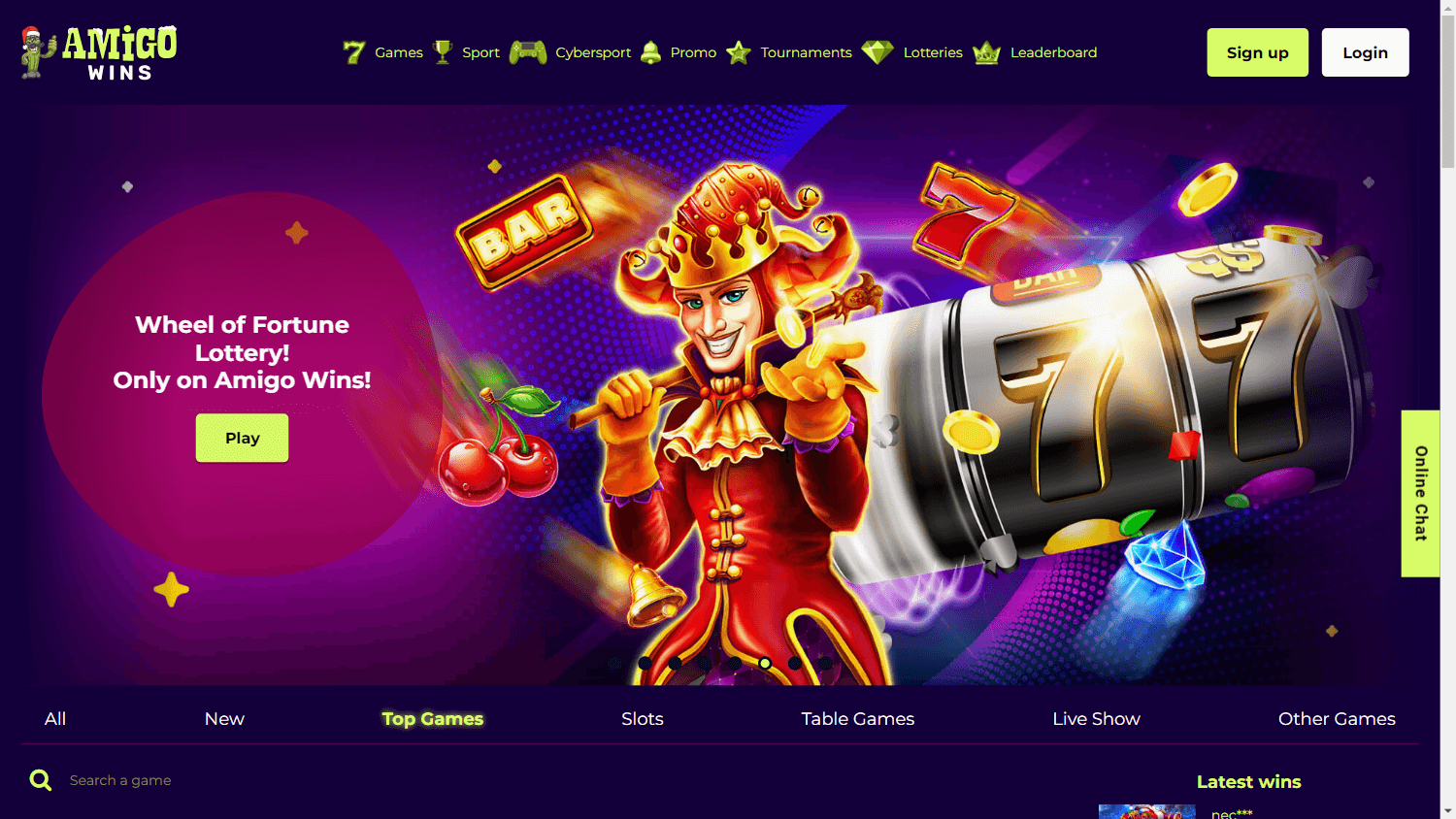 Amigo Wins Casino Desktop screenshot