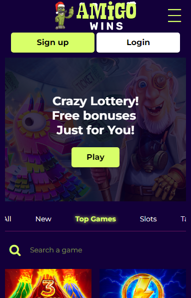 Amigo Wins Casino Mobile screenshot
